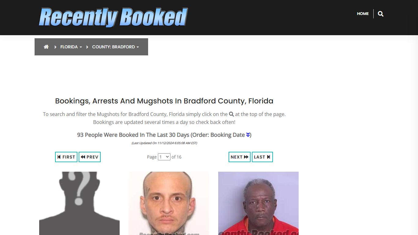 Bookings, Arrests and Mugshots in Bradford County, Florida